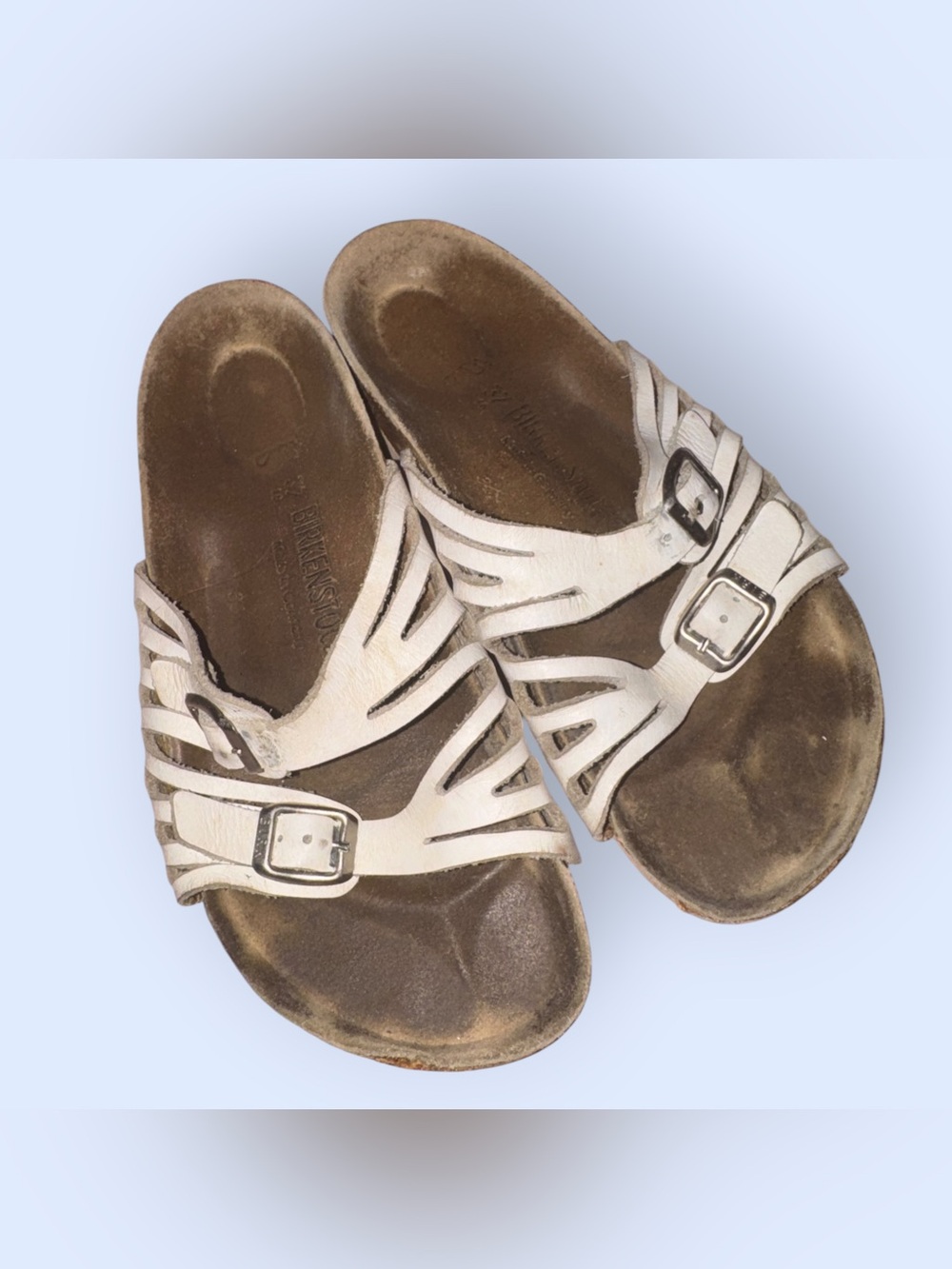 White Leather Cut-Out Birkenstock Sandals